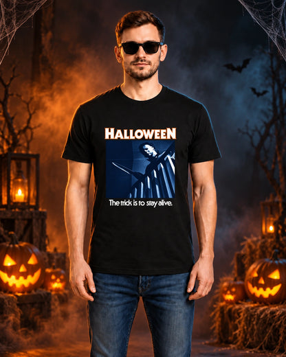 Bawełniana koszulka - HALLOWEEN THE TRICK IS TO STAY ALIVE.