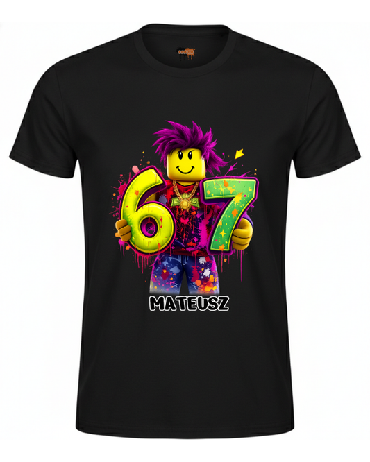 Bawełniana koszulka - dla dziecka SIX SEVEN | zabawny motyw z Robloxem