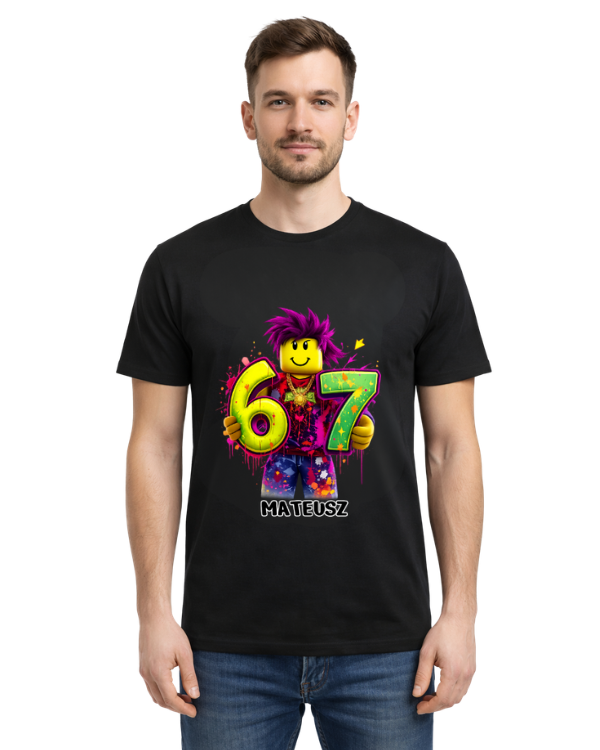 Bawełniana koszulka - dla dziecka SIX SEVEN | zabawny motyw z Robloxem
