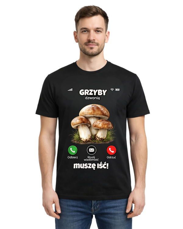 Bawełniana koszulka - Grzyby dzwonią muszę iść!
